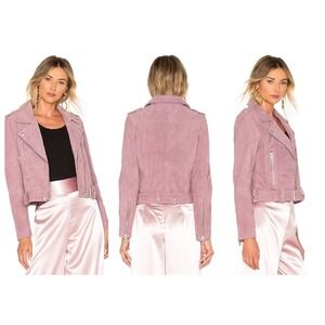 BLANKNYC Suede Moto Jacket In Lilac (S)